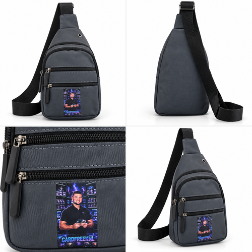 Cardfreek crossbody tas grijs met meerdere ritsvakken