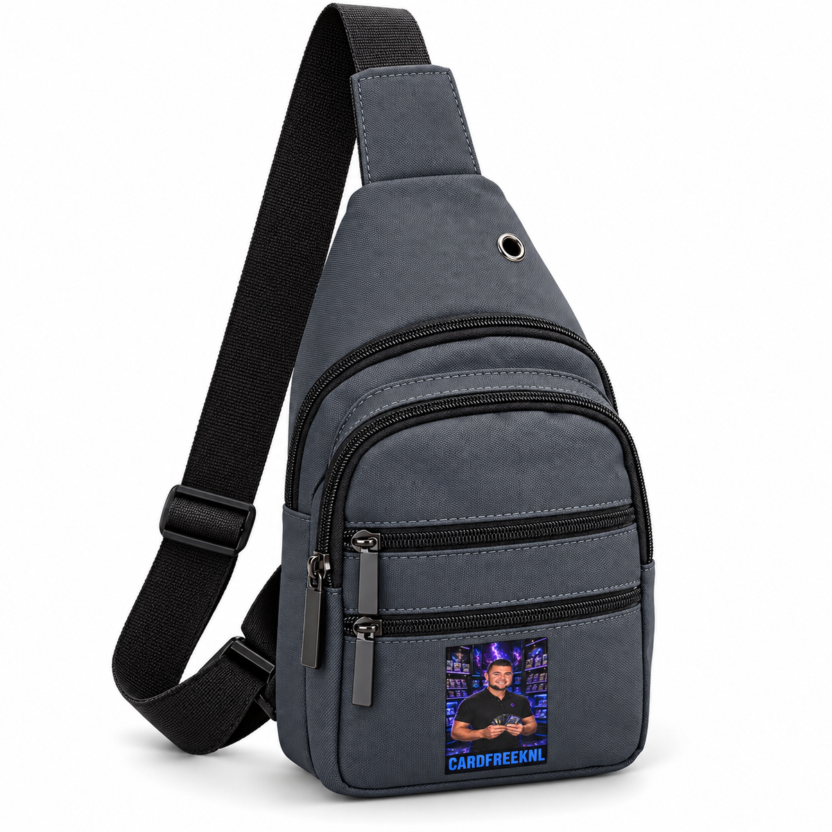 Cardfreek crossbody tas grijs met meerdere ritsvakken