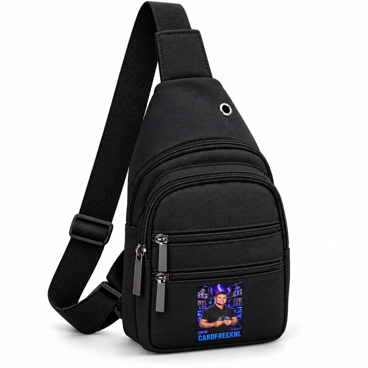 Cardfreek crossbody tas zwart met meerdere ritsvakken